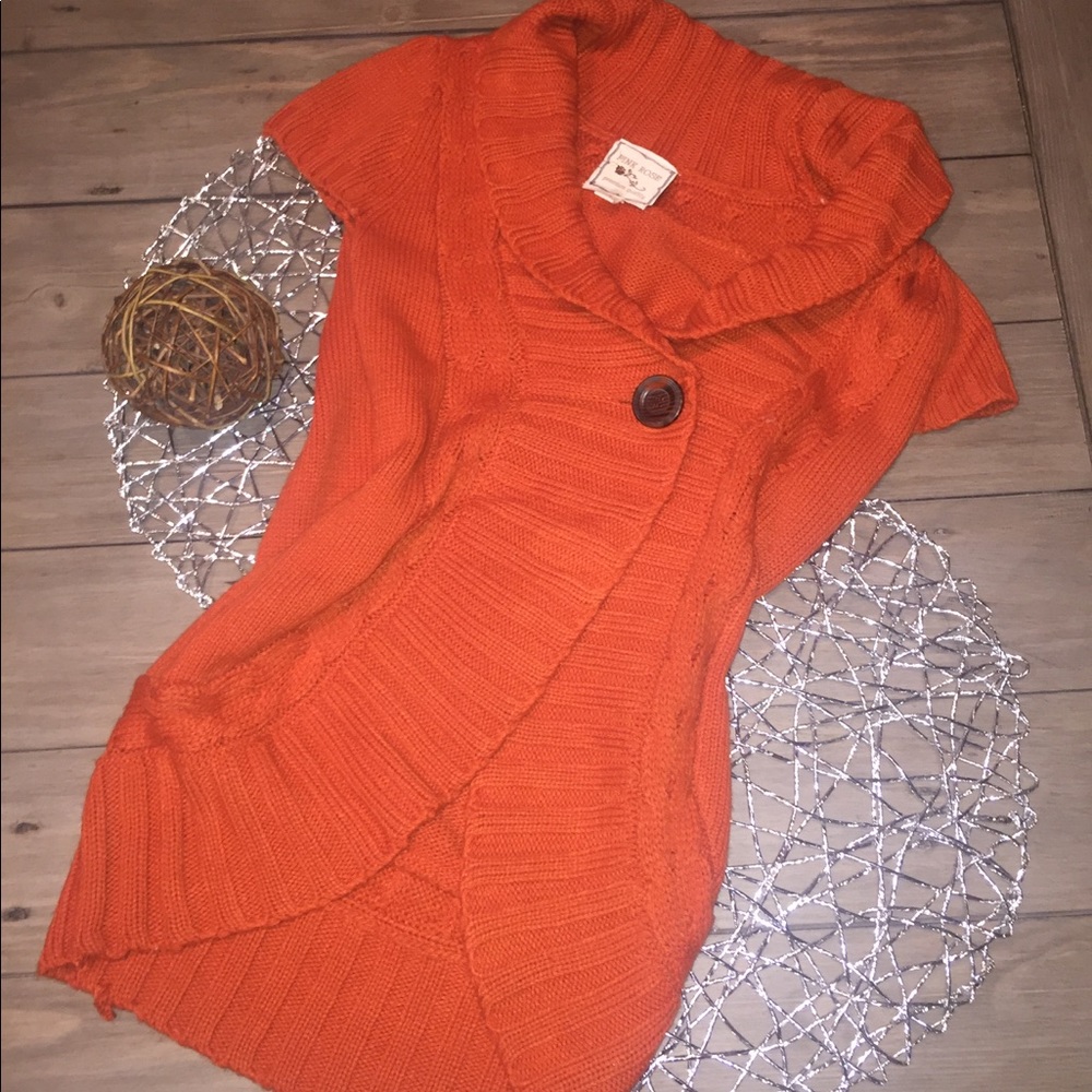 Knit sweater-Cap sleeve-Burnt orange